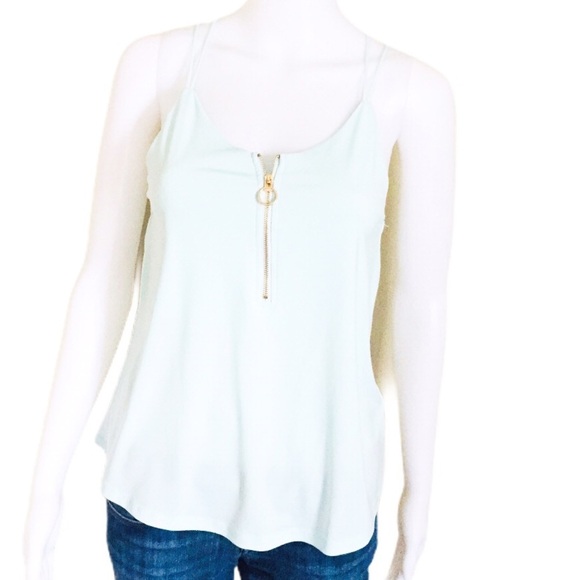 ARDENE Spaghetti Strap Tank With Caged/Criss Cross Back Zip Detail Mint Green XS - Picture 3 of 11